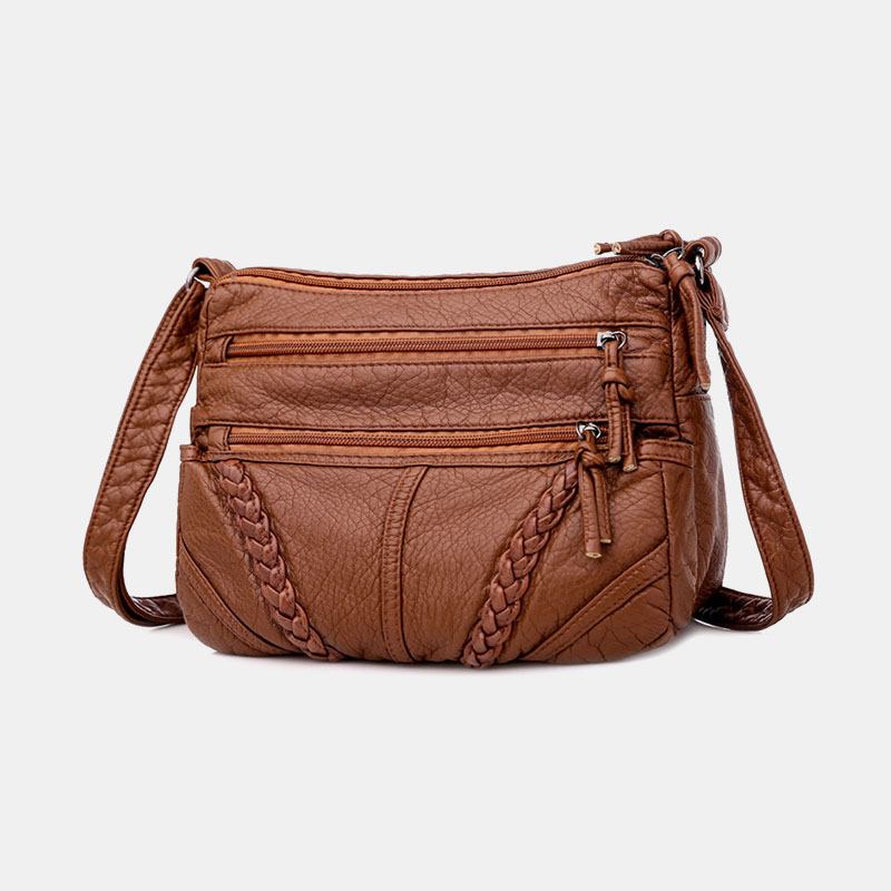 Kvinnor Multi-pocket Medelålders Vintage Crossbody Bag Axelväska