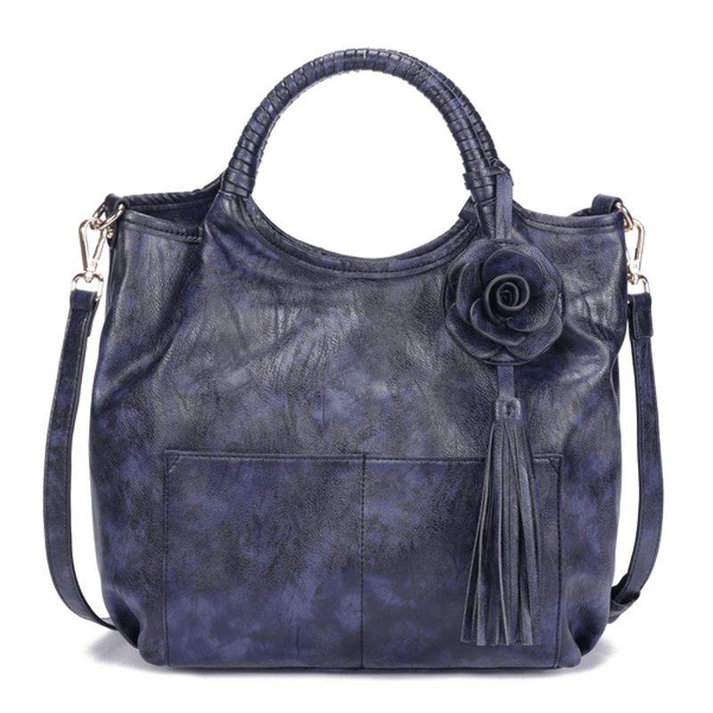 Kvinnor National Style Retro Floral Stor Kapacitet Shoulder Crossbody Bag Handväska