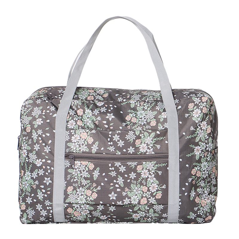 Kvinnor Nylon Små Blommor Resväska Blommig Duffel Bag Bagageväska Handväska