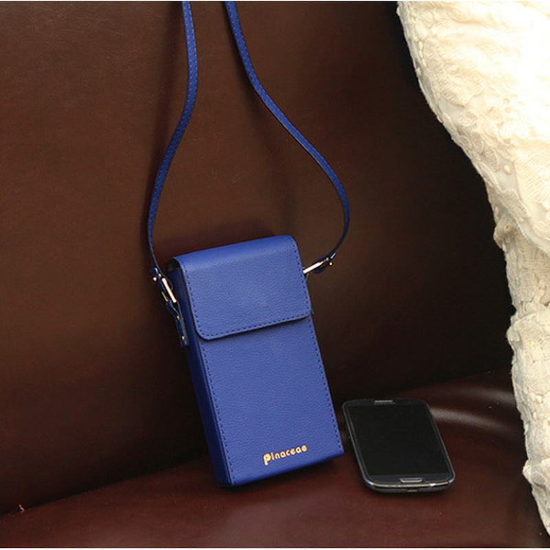 Kvinnor Pu Hasp Axelväskor Mini Crossbody Bags 6 Tum Telefonfodral För Iphone 6s Plus Samsung Huawei