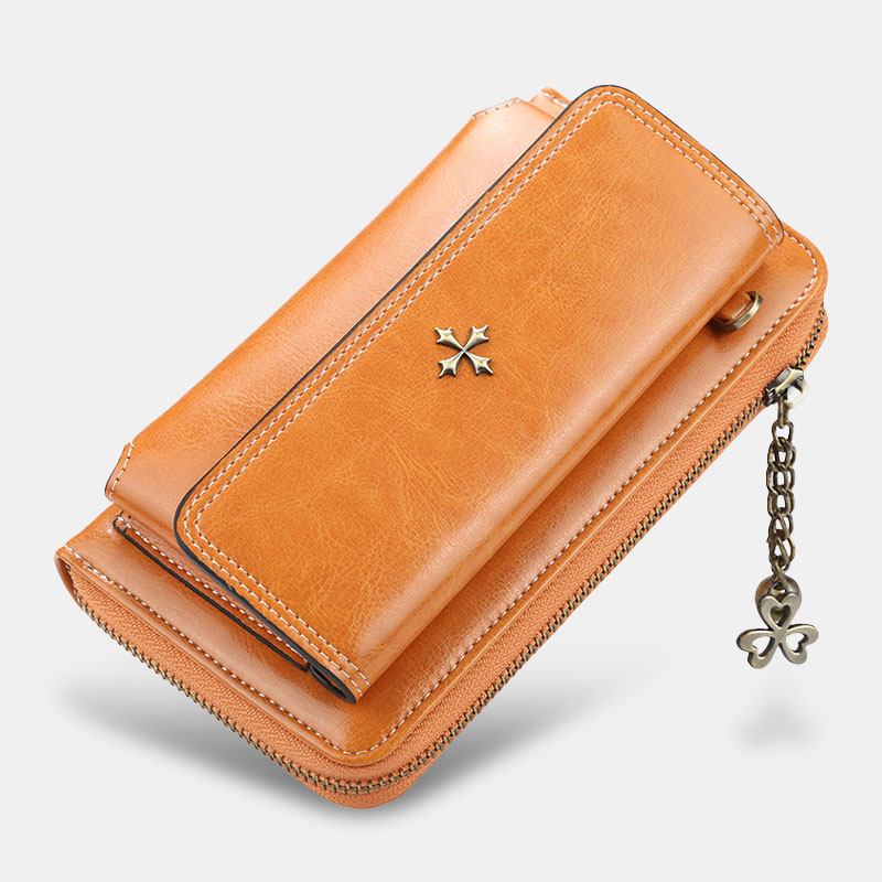 Kvinnor Pu Läder Cross Blommor Tofs Stor Kapacitet Multi-card Slot Telefonväska Crossbody Bag Axelväska