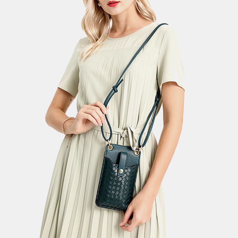 Kvinnor Pu Läder Stöldskydds Multi-card Slot Korthållare 6.5 Tums Telefonväska Crossbody Bag Axelväska