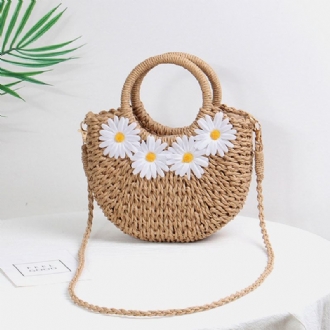 Kvinnor Reser Sommar Strand Halm Handväska Crossbody Bag Axelväska