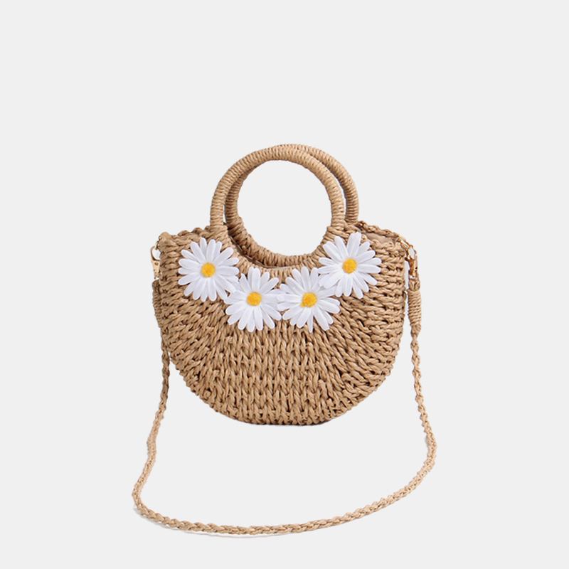 Kvinnor Reser Sommar Strand Halm Handväska Crossbody Bag Axelväska