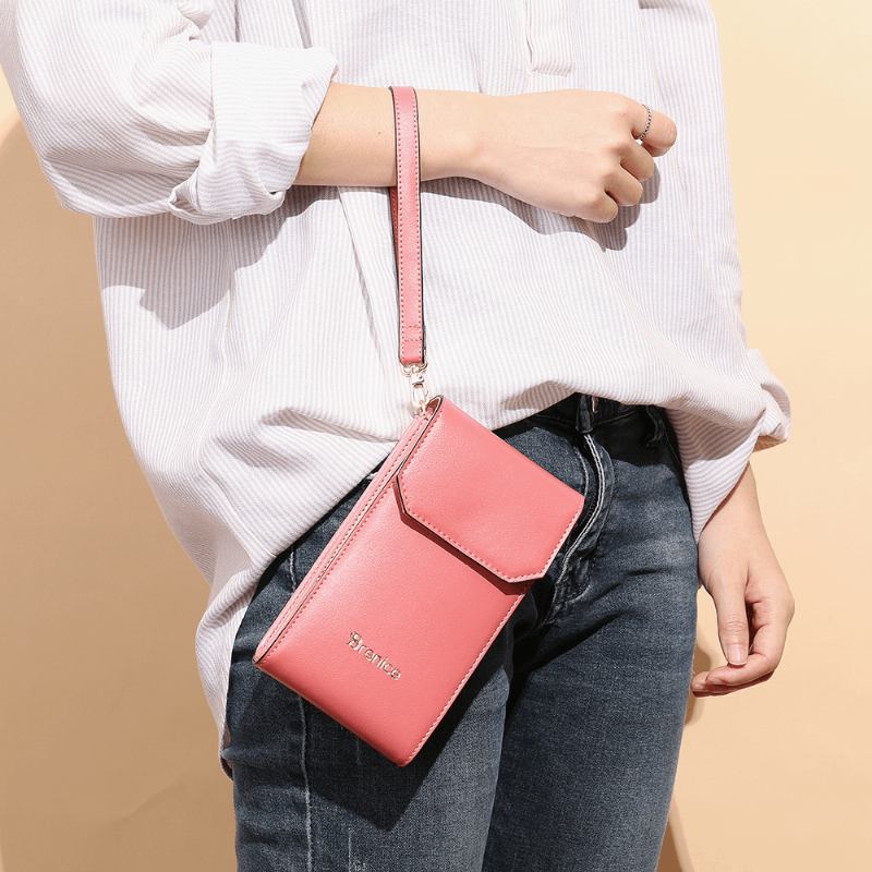 Kvinnor Solid Flap Card Bag Telefonväska Crossbody Bag