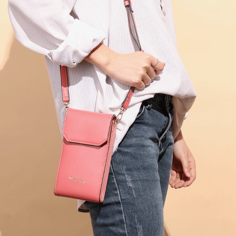 Kvinnor Solid Flap Card Bag Telefonväska Crossbody Bag