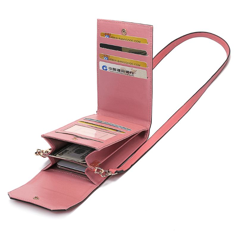 Kvinnor Solid Flap Card Bag Telefonväska Crossbody Bag