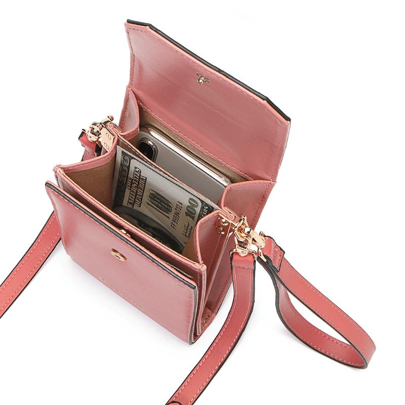 Kvinnor Solid Flap Card Bag Telefonväska Crossbody Bag