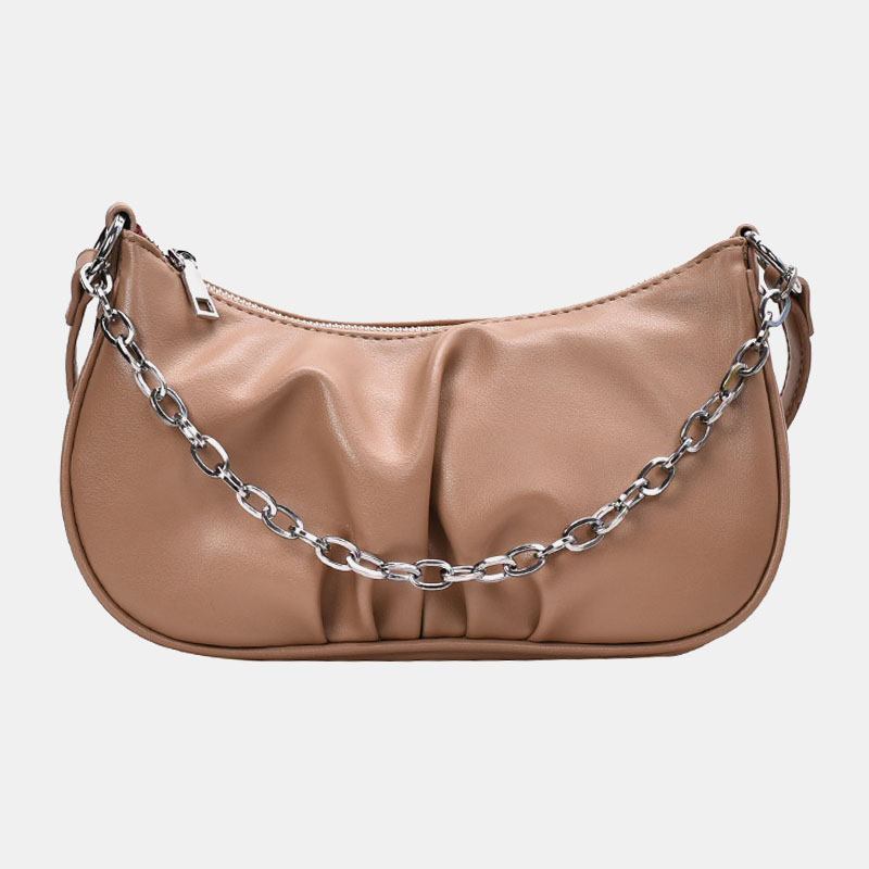 Kvinnor Solid Mode Cha Satchel Axelväska Crossbody Bag