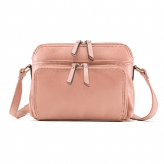 Kvinnor Solid Multi-pocket Casual Faux Läder Crossbody Bag Axelväska Handväska