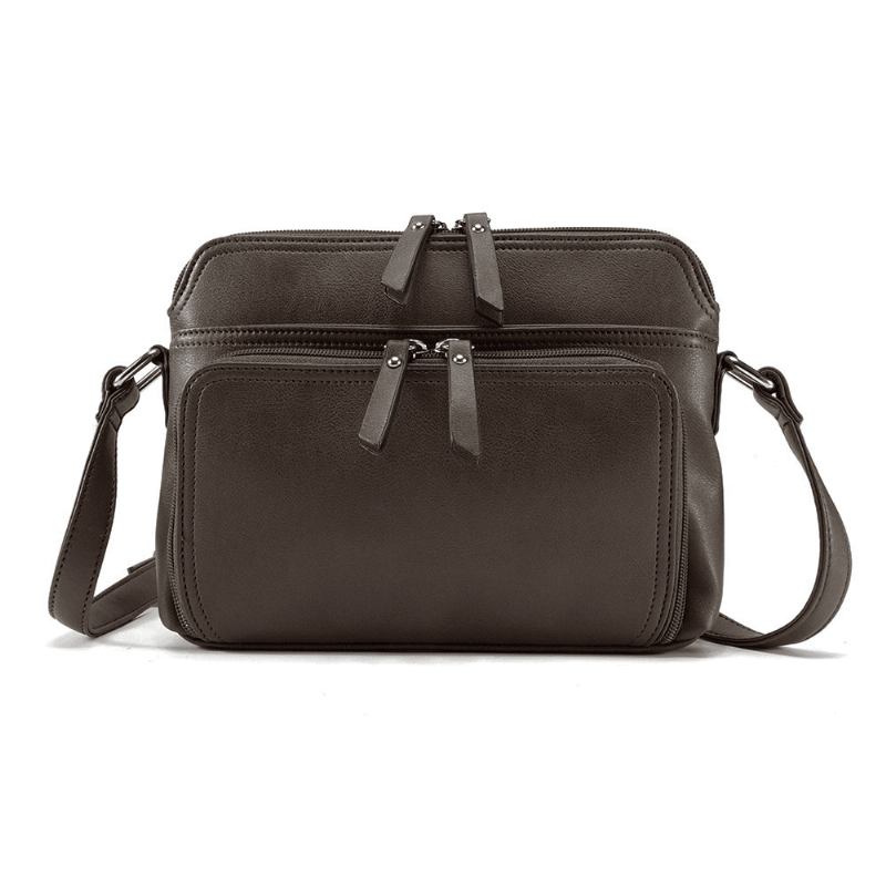 Kvinnor Solid Multi-pocket Casual Faux Läder Crossbody Bag Axelväska Handväska