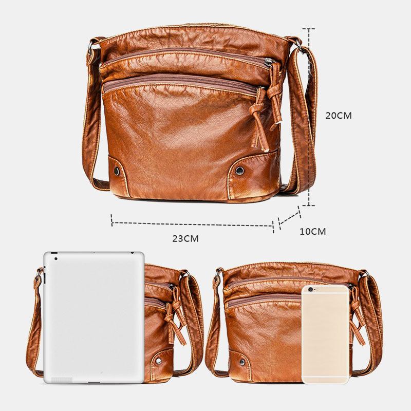 Kvinnor Solid Multi-pocket Medelålders Crossbody Bag Axelväska