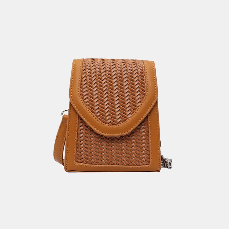 Kvinnor Summer Flap Halmkedja Crossbody Bag Axelväska