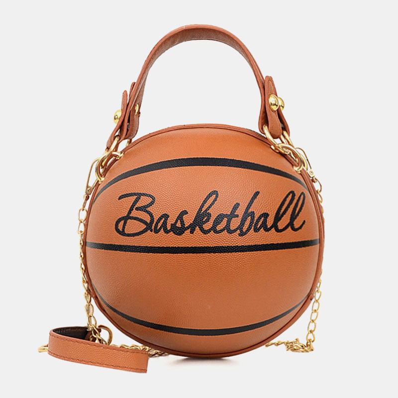 Kvinnor Unik Design Basket Fotboll Look Mini Rund Väska Hangbag Mode Justerbar Axelväska Cross Body Bag