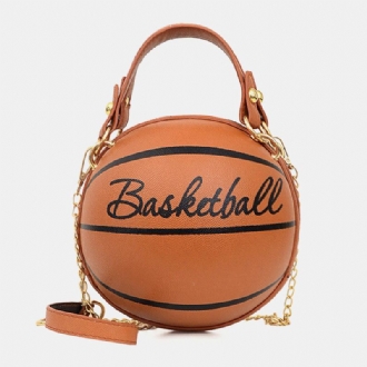 Kvinnor Unik Design Basket Fotboll Look Mini Rund Väska Hangbag Mode Justerbar Axelväska Cross Body Bag