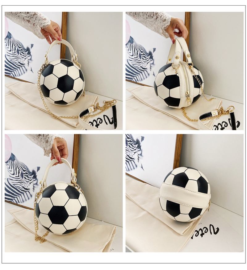 Kvinnor Unik Design Basket Fotboll Look Mini Rund Väska Hangbag Mode Justerbar Axelväska Cross Body Bag