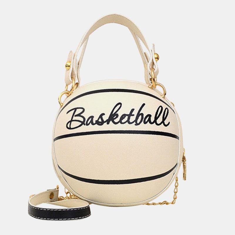 Kvinnor Unik Design Basket Fotboll Look Mini Rund Väska Hangbag Mode Justerbar Axelväska Cross Body Bag