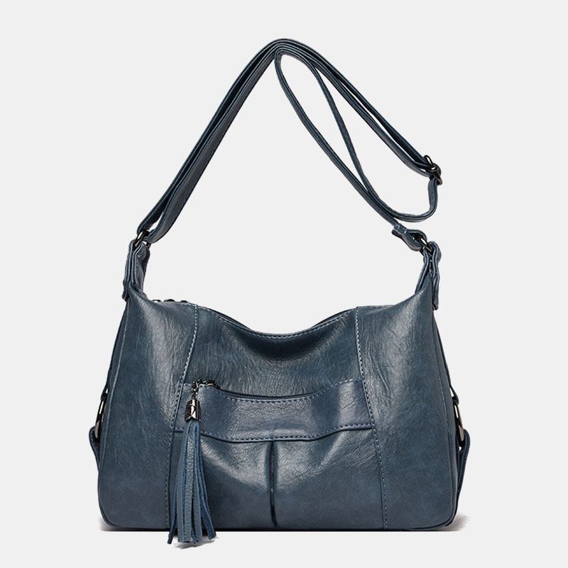 Kvinnor Vintage Konstläder Med Stor Kapacitet Multi-fickor Crossbody Bag Axelväska