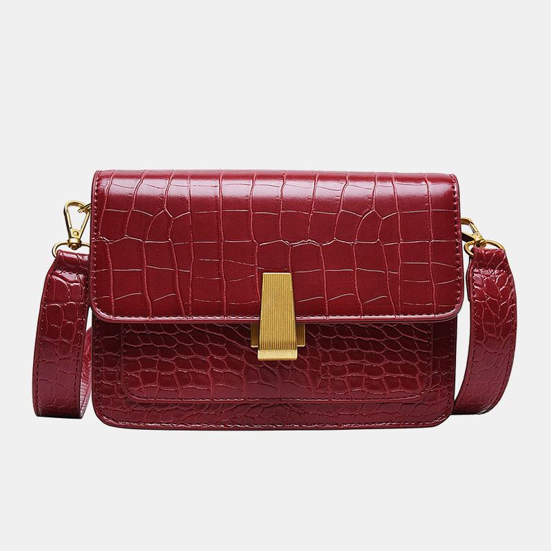 Kvinnor Vintage Lizard Grain Crossbody Bag Axelväska