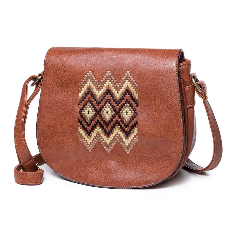 Kvinnors Nationella Pu-läderbroderi Crossbody-väska