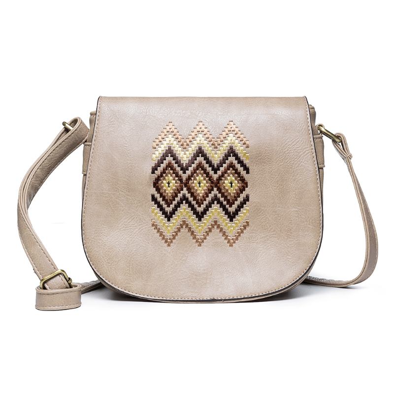 Kvinnors Nationella Pu-läderbroderi Crossbody-väska