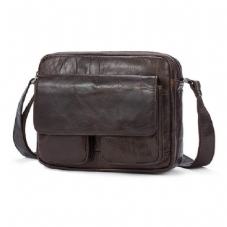 Män Äkta Läder Fritid Retro Mode Shoulder Crossbody Bag