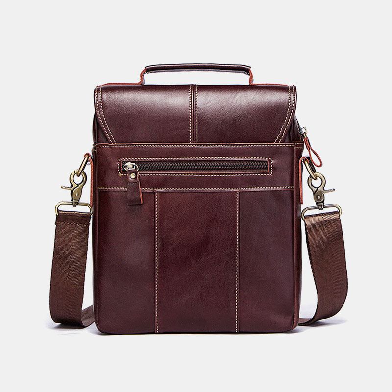 Män Äkta Läder Kohud Retro Multi-pockets Multi-layer Crossbody Bag