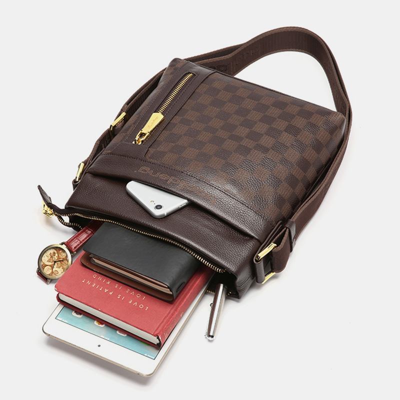 Män Äkta Läder Koläder Anti-theft Crossbody Bag Axelväska