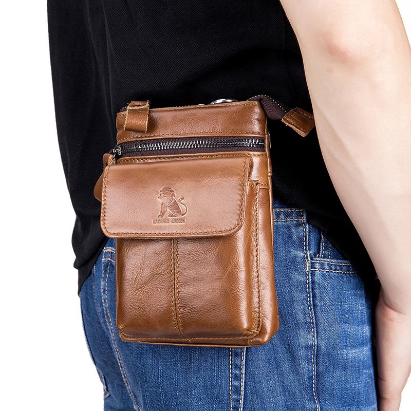 Män Äkta Läder Multi-carry Crossbody-väska Kohudsväska