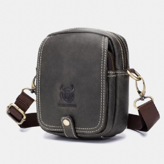 Män Äkta Läder Multi-layer Casual Crossbody Bag Axelväska