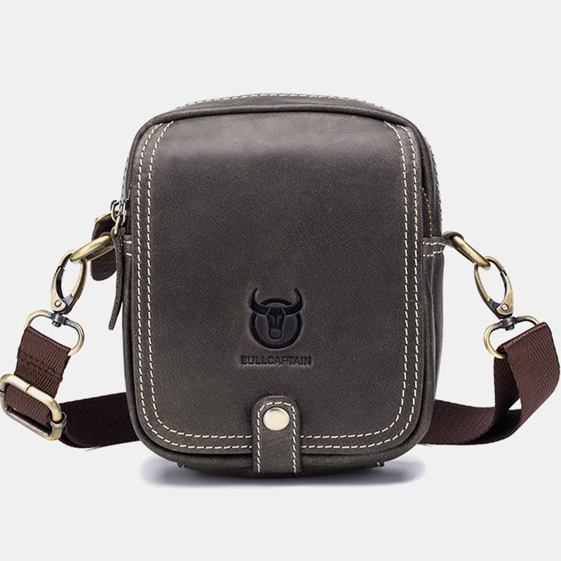 Män Äkta Läder Multi-layer Casual Crossbody Bag Axelväska