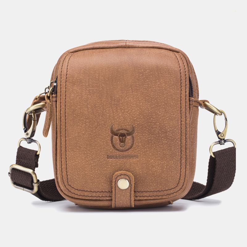 Män Äkta Läder Multi-layer Casual Crossbody Bag Axelväska