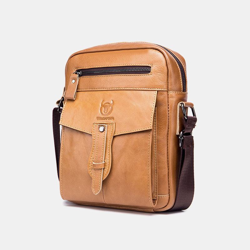 Män Äkta Läder Multi-pocket Anti-theft Crossbody Bag Axelväska