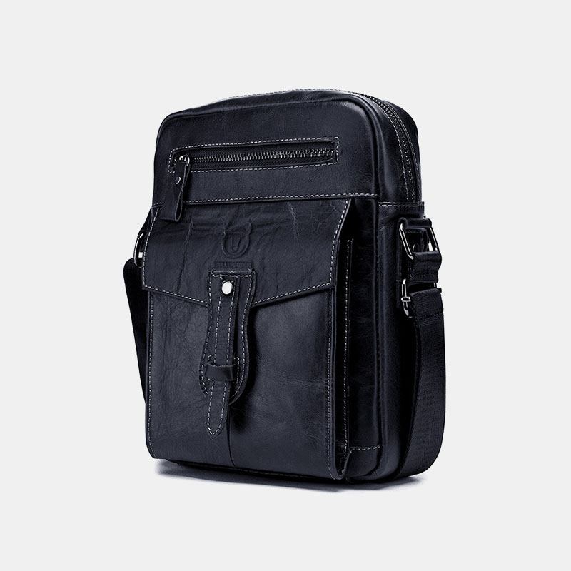 Män Äkta Läder Multi-pocket Anti-theft Crossbody Bag Axelväska