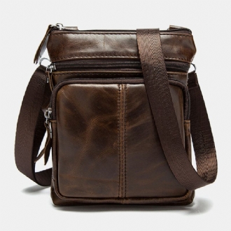 Män Äkta Läder Multi-pocket Casual Business 6.3-tums Telefonväska Crossbody-väskor First Layer Kohud Axelväska