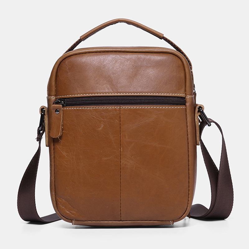 Män Äkta Läder Multi-pocket Casual Crossbody Bag Axelväska