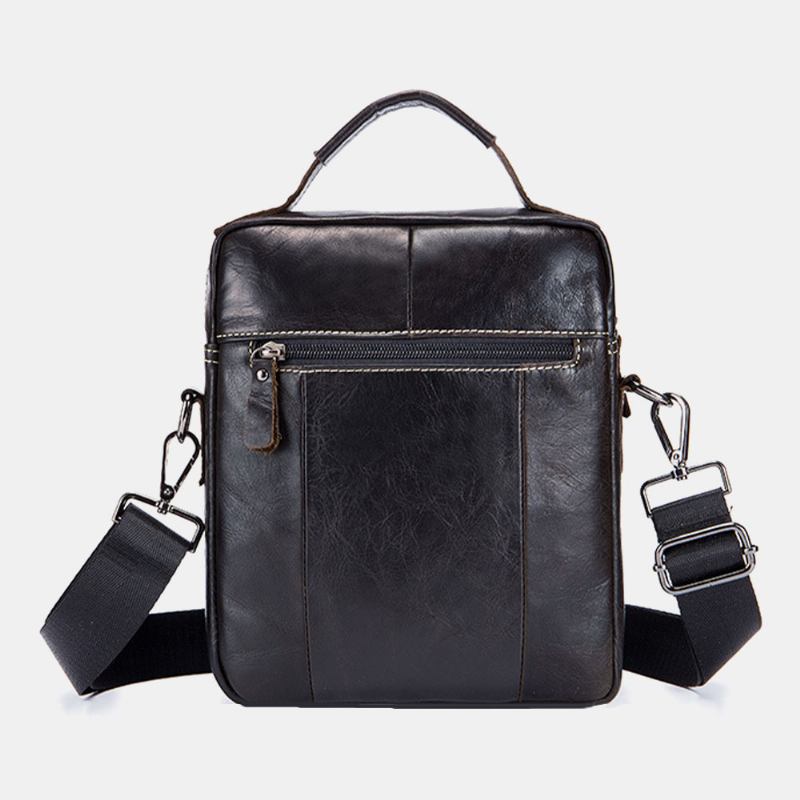 Män Äkta Läder Multi-pocket Vattentät Vintage Handväska Crossbody Bag Axelväska