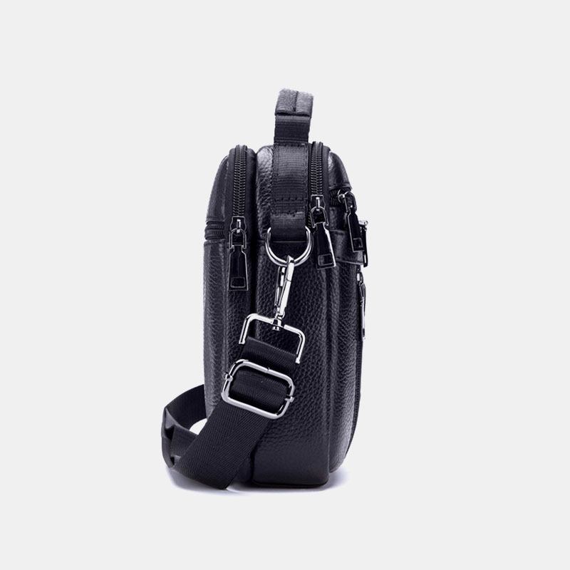 Män Äkta Läder Multifunktion Multi-pocket Anti-theft Crossbody Bag Axelväska