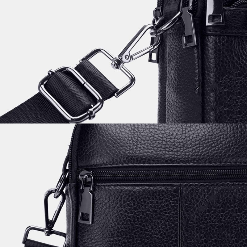 Män Äkta Läder Multifunktion Multi-pocket Anti-theft Crossbody Bag Axelväska