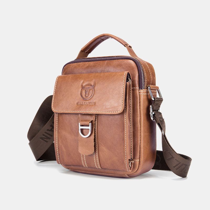 Män Äkta Läder Multifunktion Stöldskydd Multi-layer Casual Crossbody Bag Axelväska