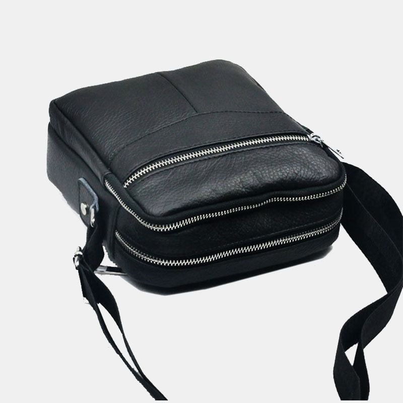 Män Äkta Läder Multifunktion Vattentät Stöldskydd Telefonväska Crossbody Bag Axelväska