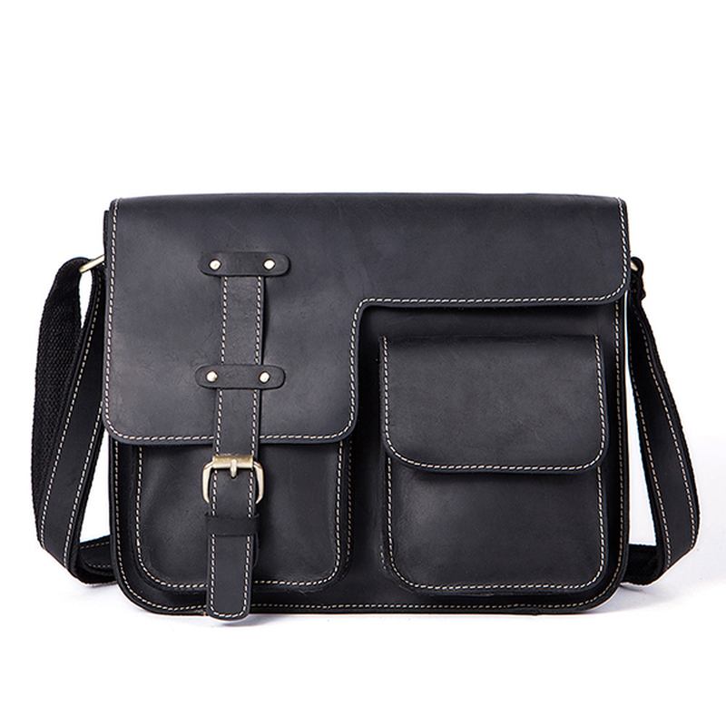 Män Äkta Läder Multifunktionell Minimalistisk Retro Crossbody-väska