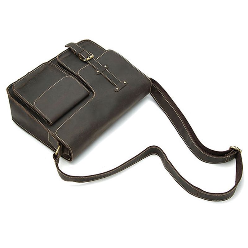 Män Äkta Läder Multifunktionell Minimalistisk Retro Crossbody-väska