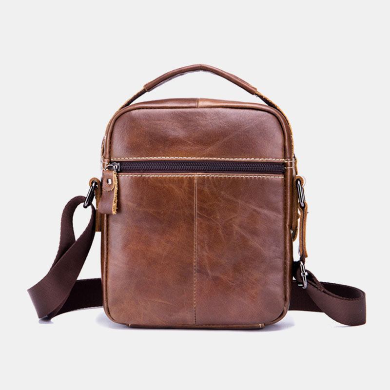 Män Äkta Läder Stöldskydd Multi-layer Casual Crossbody Bag Axelväska