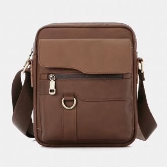 Män Äkta Läder Stor Kapacitet Vintage Casual 6.5 Tums Telefonväska Crossbody-väska Axelväska Messenger Portfölj