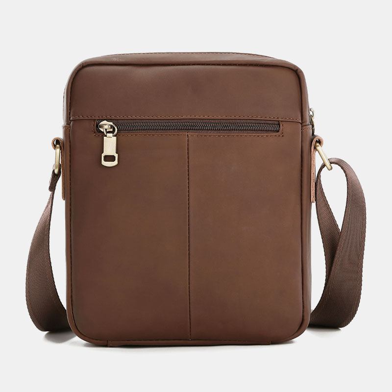 Män Äkta Läder Stor Kapacitet Vintage Casual 6.5 Tums Telefonväska Crossbody-väska Axelväska Messenger Portfölj