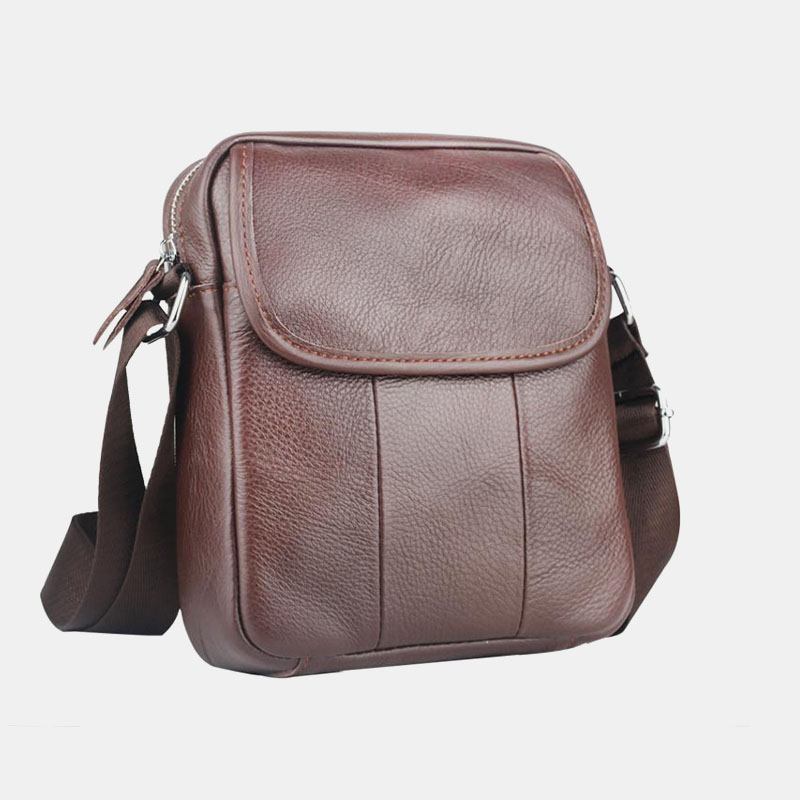 Män Äkta Läder Vattentät Multifunktion Stöldskydd Casual Crossbody Bag Axelväska