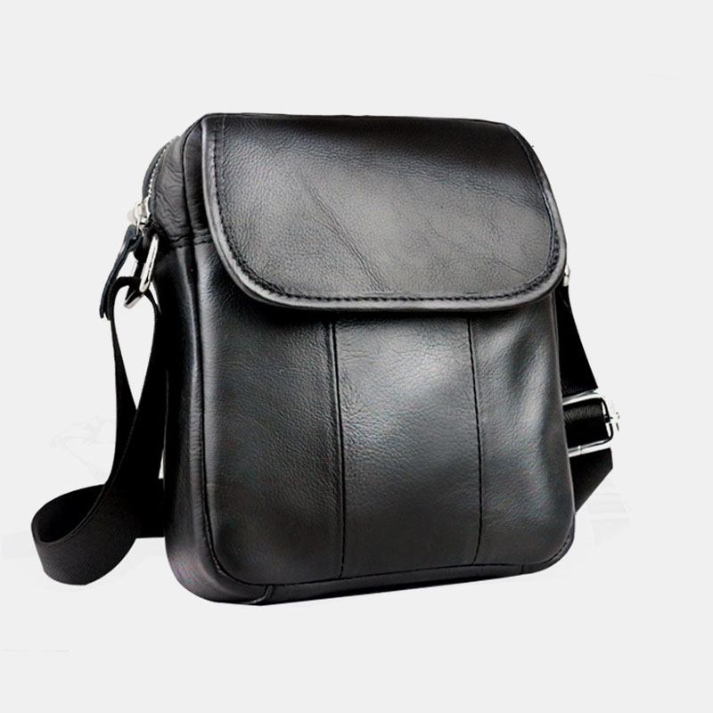 Män Äkta Läder Vattentät Multifunktion Stöldskydd Casual Crossbody Bag Axelväska