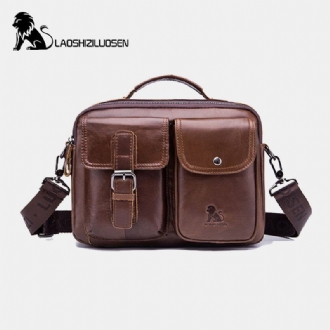 Män Äkta Läder Vintage Business Bag Crossbody Bag Handväska För Arbete