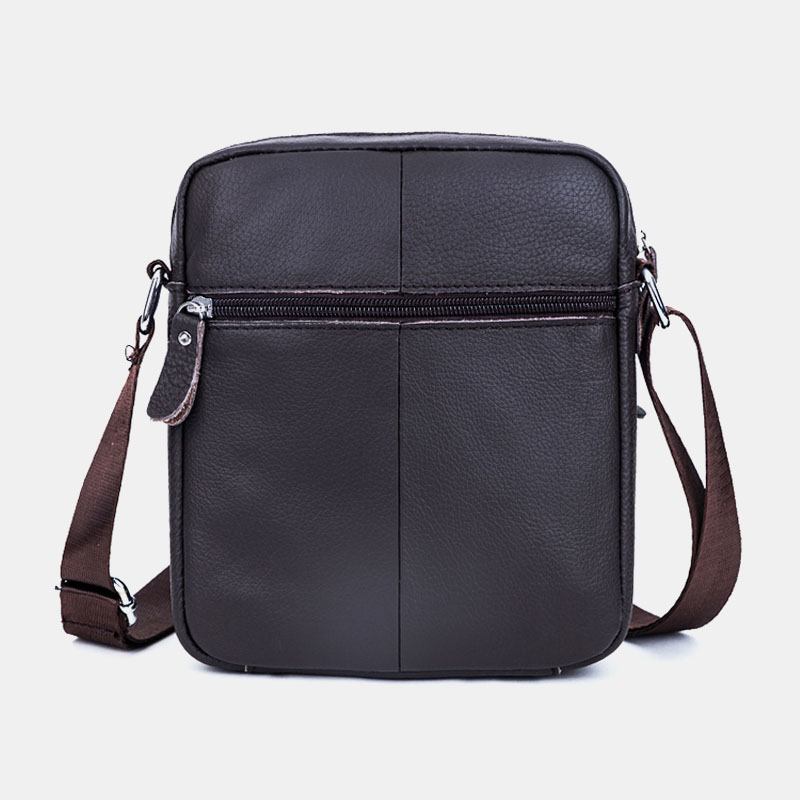 Män Äkta Läder Weave Vattentät Multifunktion Multi-layer Crossbody Bag Axelväska